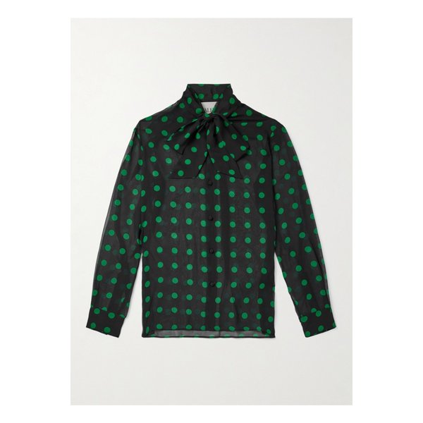 폴카 도트 실크 조젯 셔츠 블랙 46376663162907797