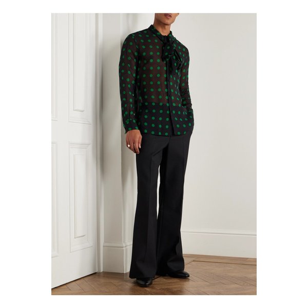 폴카 도트 실크 조젯 셔츠 블랙 46376663162907797