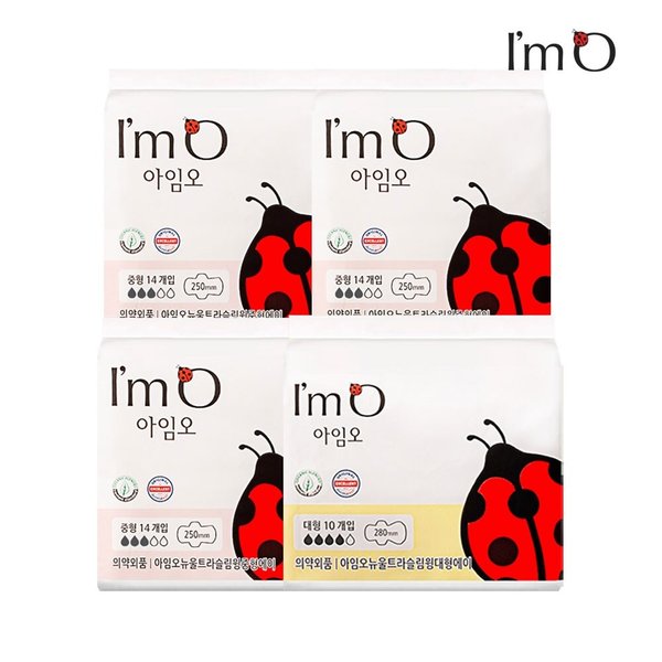 유기농 순면 생리대 중형 14Px3팩+대형 10P (총 52P)