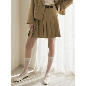 Buckle point pleats skirt_Beige