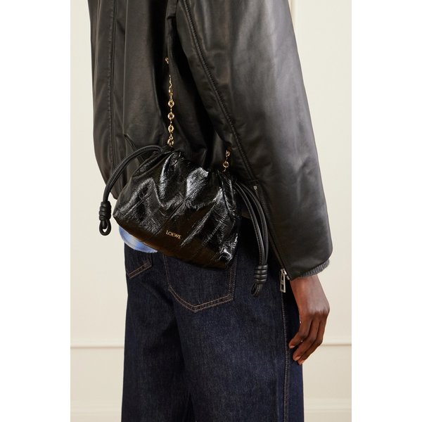 플라멩코 미니 가죽 트리밍 크링클 장어 클러치 46376663162983581