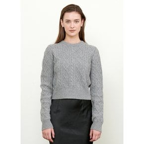 Cinnamon Cable Wool Knit Sweater - Grey