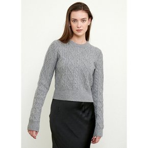 Cinnamon Cable Wool Knit Sweater - Grey