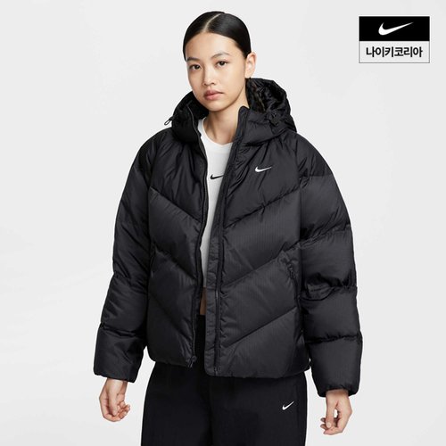 나이키 여성 나이키 스포츠웨어 윈드푸퍼 스톰 핏 루즈 후드 다운 패딩 HV5236-010