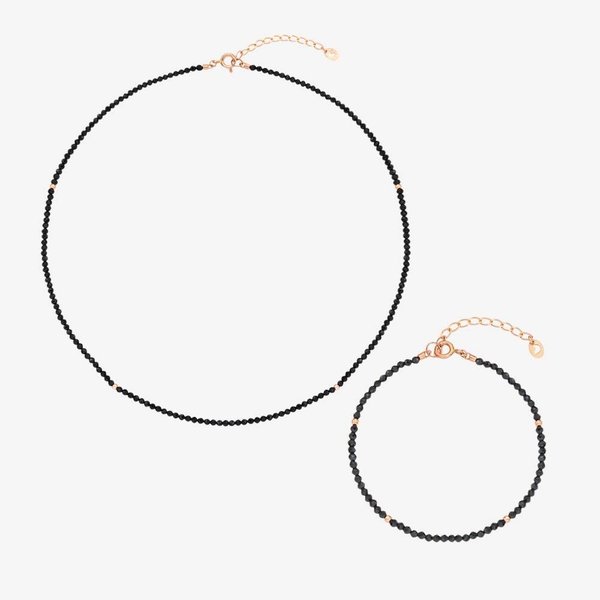 14K 핑크골드 블랙스피넬 비드 목걸이 팔찌 세트 TNSK4P22065M+TBSK4P22054M