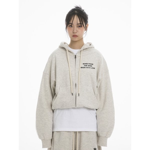 MWL OVER FIT HOODED ZIPUP - OATMEAL