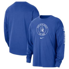 4277592 Nike Mens Royal Duke Blue Devils Heritage Max90 Long Sleeve T-Shirt