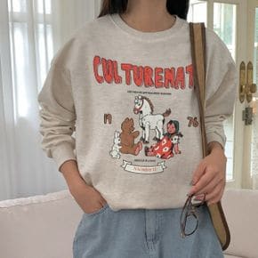 컬처프린팅 라운드박스 맨투맨 긴팔티셔츠 가을데일리 오버핏 레터링 면캐주얼_P406483792
