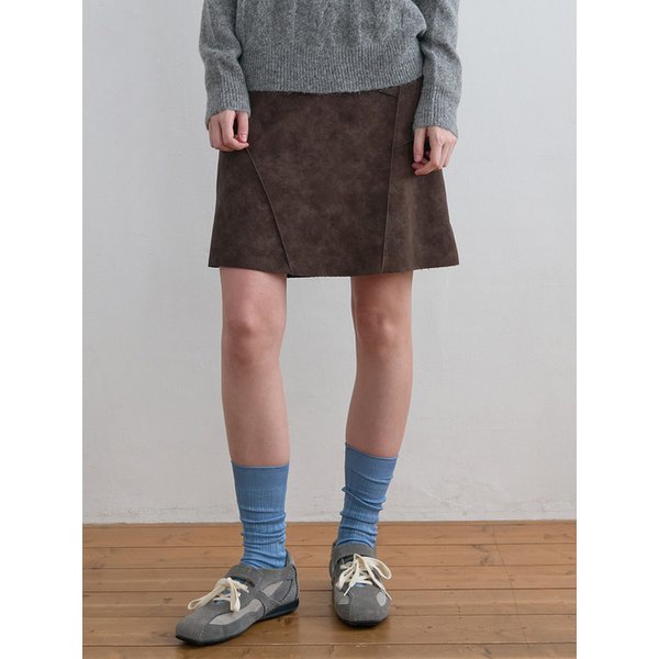 Suede Panel Skirt Brown