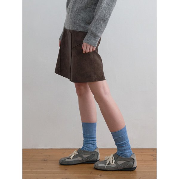 Suede Panel Skirt Brown