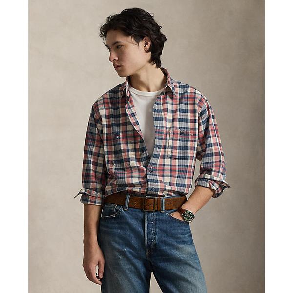 남성 클래식핏 리페어 마드라스 워크셔츠(MNPOWOV16824987101)