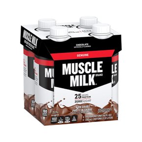 Muscle Milk머슬밀크  프로틴  쉐이크  제로슈가  단백질  25g  초콜렛  330ml  4팩