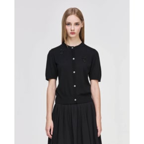 [파주점] [송지오우먼]오닉스 라운드 하프 슬리브 가디건 블랙 WH5KT311BK