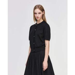 [파주점] [송지오우먼]오닉스 라운드 하프 슬리브 가디건 블랙 WH5KT311BK