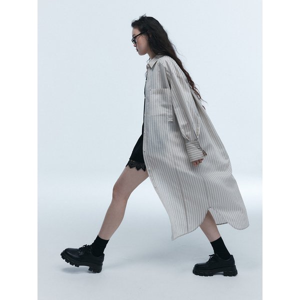 STRIPE SHIRTS ONEPIECE  BEIGE