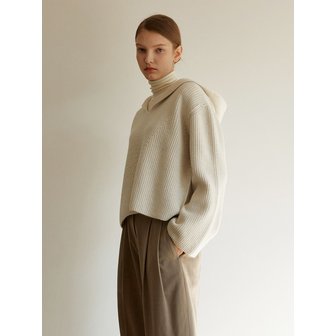 모한 TOW CASHMERE RIBBED HOOD KNIT TOP_3 COLOR