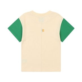 숏 슬리브 컬러 블록 티셔츠 QB 0418 버터