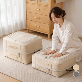 [1+1+1] 공간절약 이불 압축 파우치 옷장정리 보관 수납함 60L 대형(50x40x30)