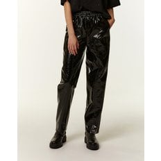 [24SS] 블랙 글로시 린넨혼방 배기핏 밴딩팬츠 SLPA4B008BK