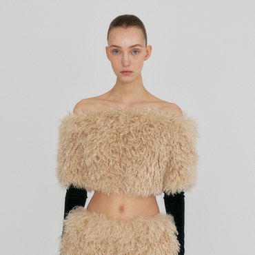 EENK ZUFFIA Fur Cropped Top - Beige