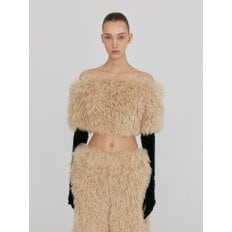 ZUFFIA Fur Cropped Top - Beige