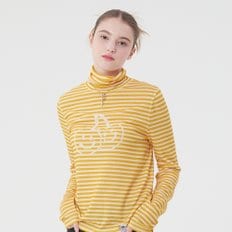 BIG DOODLE CHERRY HIGH NECK STRIPE T-SHIRT [MUSTARD]