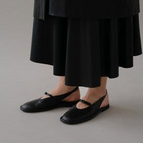 Round toe flat slingback Black