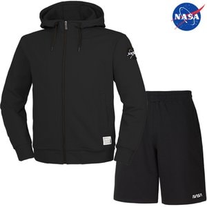 NASA 나사 남녀공용 세미 오버핏 후드티+면 반바지 세트 N-552UBK+N-062PBK 남자 여성 후디