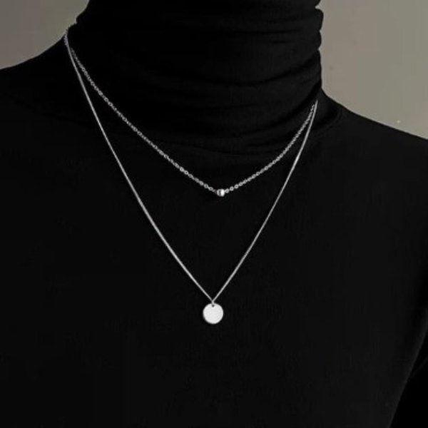 [옷자락] 여자 미니볼 초커 레이어드 코인 실버 목걸이