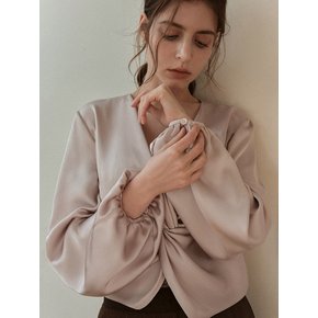 Knot satin blouse (Beige)