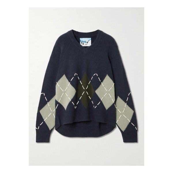 아치4 슬론 자수 아가일 캐시미어 스웨터 그레이 46376663162866762