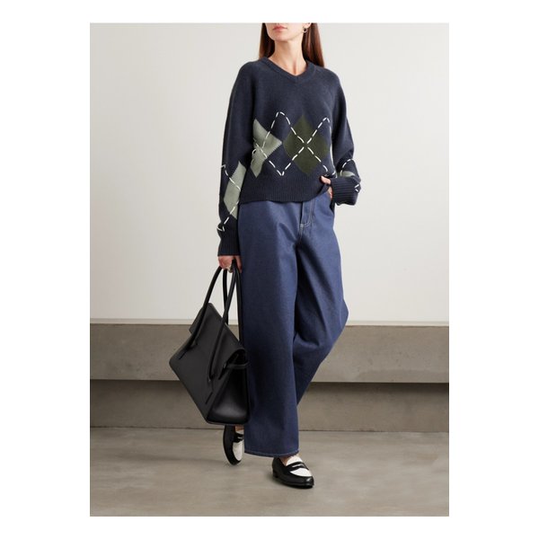 아치4 슬론 자수 아가일 캐시미어 스웨터 그레이 46376663162866762