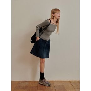 Komo Denim Pleats Mini Skirt