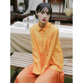 Pleats Shirts Dress _ Orange