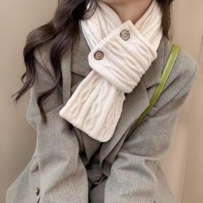 남자 쁘띠 슬림 단추 꽈배기 위빙 투 목도리