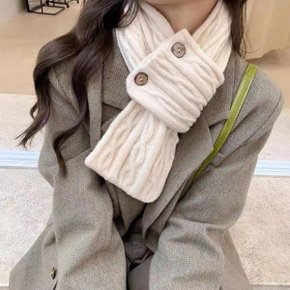 남자 쁘띠 슬림 단추 꽈배기 위빙 투 목도리