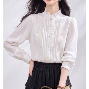 레이스핀탁패턴 블라우스 A25B60