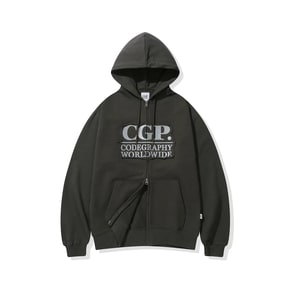[CGP] 스퀘어 로고 데미지 후드 집업 (CBFSUTC0050)
