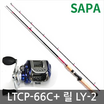 SAPA BASS 카본 루어대 세트 B형/LTCP-66C+ 릴 LY-2 /고밀도카본재질/코르크손잡이/배스낚시 민물낚시 루어낚시 낚시대