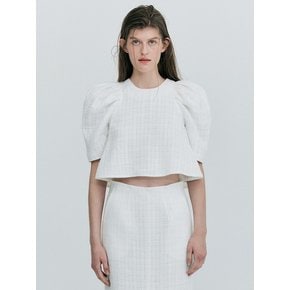 Tweed Puff Top_White