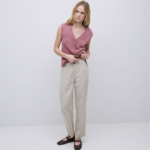 Straight Tencel Pants BEIGE