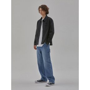 DENIM SEMI OVER FIT STON WASHING SHIRKET BLACK