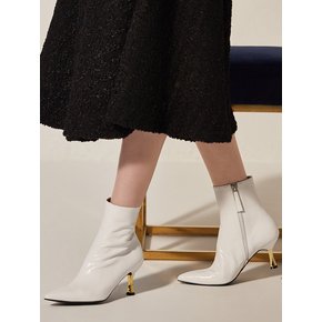 Golden heel Ankle Boots_White