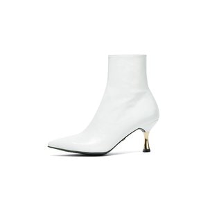 Golden heel Ankle Boots_White