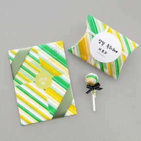 [MIDORI] Glassine paper roll wrap - Stripe Yellow_Green [미도리] 글라신 페이퍼랩_그린