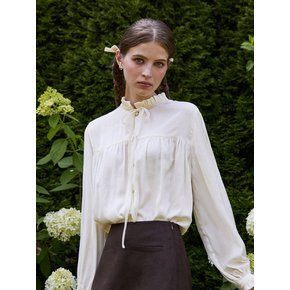 Ribbon Frill Blouse_Ivory