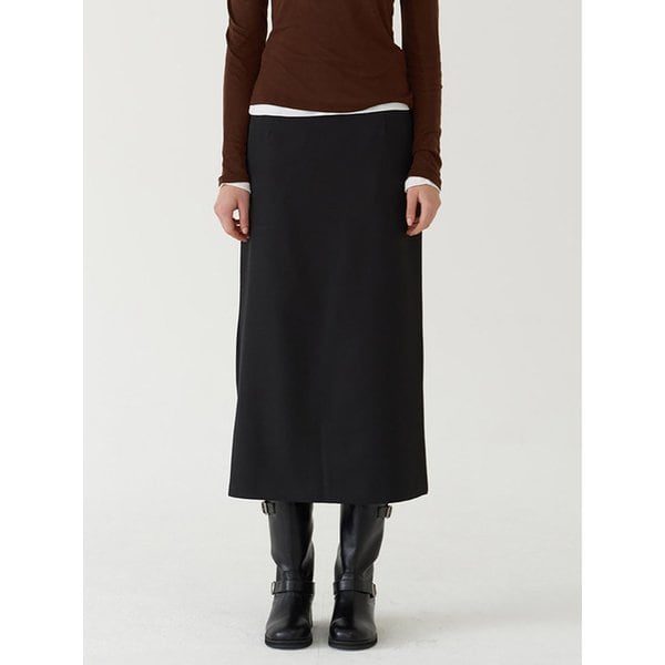 BELTED LONG SKIRT_CHARCOAL
