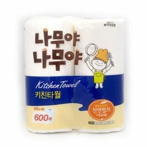 원룸살림 미래생활 무형광 천연펄프 키친타올 150매 4롤