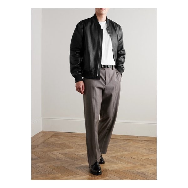 미스터 피 풀그레인 가죽 보머 재킷 블랙 46376663162904143