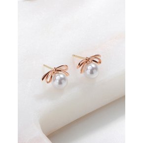 14K 엘르리본 진주 귀걸이